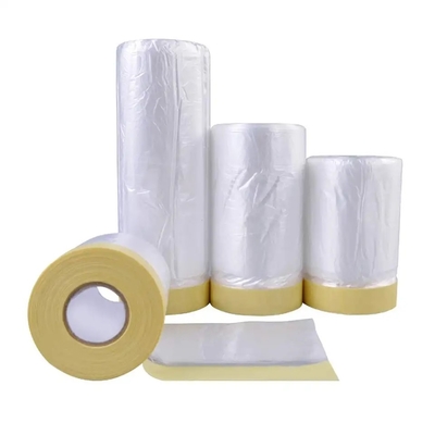 ฟิล์มกาว HDPE แบบติดเทปไว้ล่วงหน้าการใช้สีฟิล์มพลาสติกป้องกันในร่มกลางแจ้ง