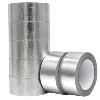อลูมิเนียมฟอยล์กาวตนเองทนไฟ HVAC ฉนวนกันความร้อนเทปผ้าใยแก้ว