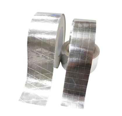 เทปอลูมิเนียม FSK 2 ทาง กาวยางเรซิ่นกันน้ำ HVAC เสริมฟอยล์ Scrim เทปคราฟท์
