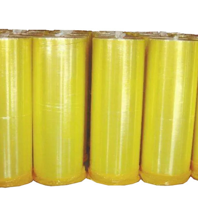กล่องปิดผนึกกาวสีเหลืองจาง ๆ เทปม้วนจัมโบ้ Bopp โลโก้ที่กำหนดเองพิมพ์เทป BOPP