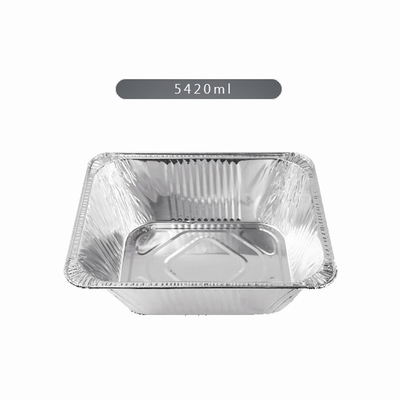 ภาชนะบรรจุอาหารอลูมิเนียมฟอยล์สำหรับงานหนักกระทะ Takeaway ลึกแบบใช้แล้วทิ้งพร้อมฝาฟอยล์