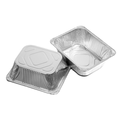 ภาชนะบรรจุอาหารอลูมิเนียมฟอยล์สำหรับงานหนักกระทะ Takeaway ลึกแบบใช้แล้วทิ้งพร้อมฝาฟอยล์
