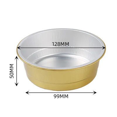 450ml อลูมิเนียมฟอยล์ที่มีสีสันภาชนะบรรจุอาหาร Smoothwall ถ้วยอบพุดดิ้งแบบใช้แล้วทิ้งพร้อมฝาปิด